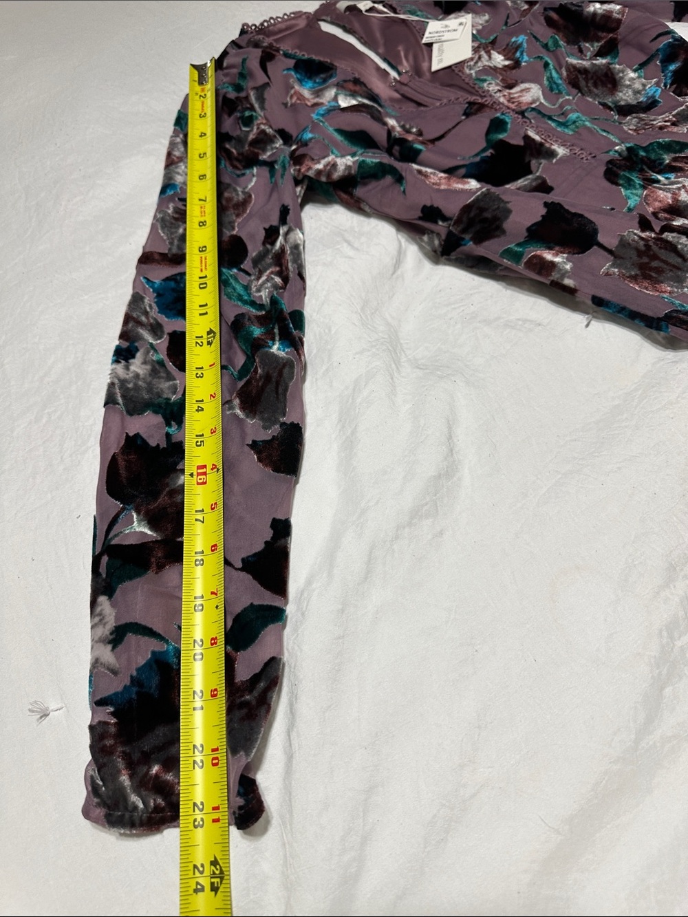 Matty M Mauve Floral Long-Sleeve Dress with Teal and Black Accents - Picture 4 of 5